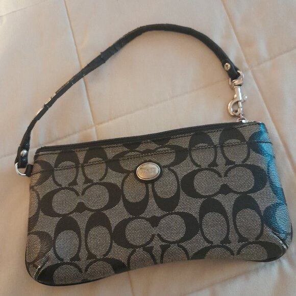 Coach Grey and Black Wristlet - Picture 1 of 6